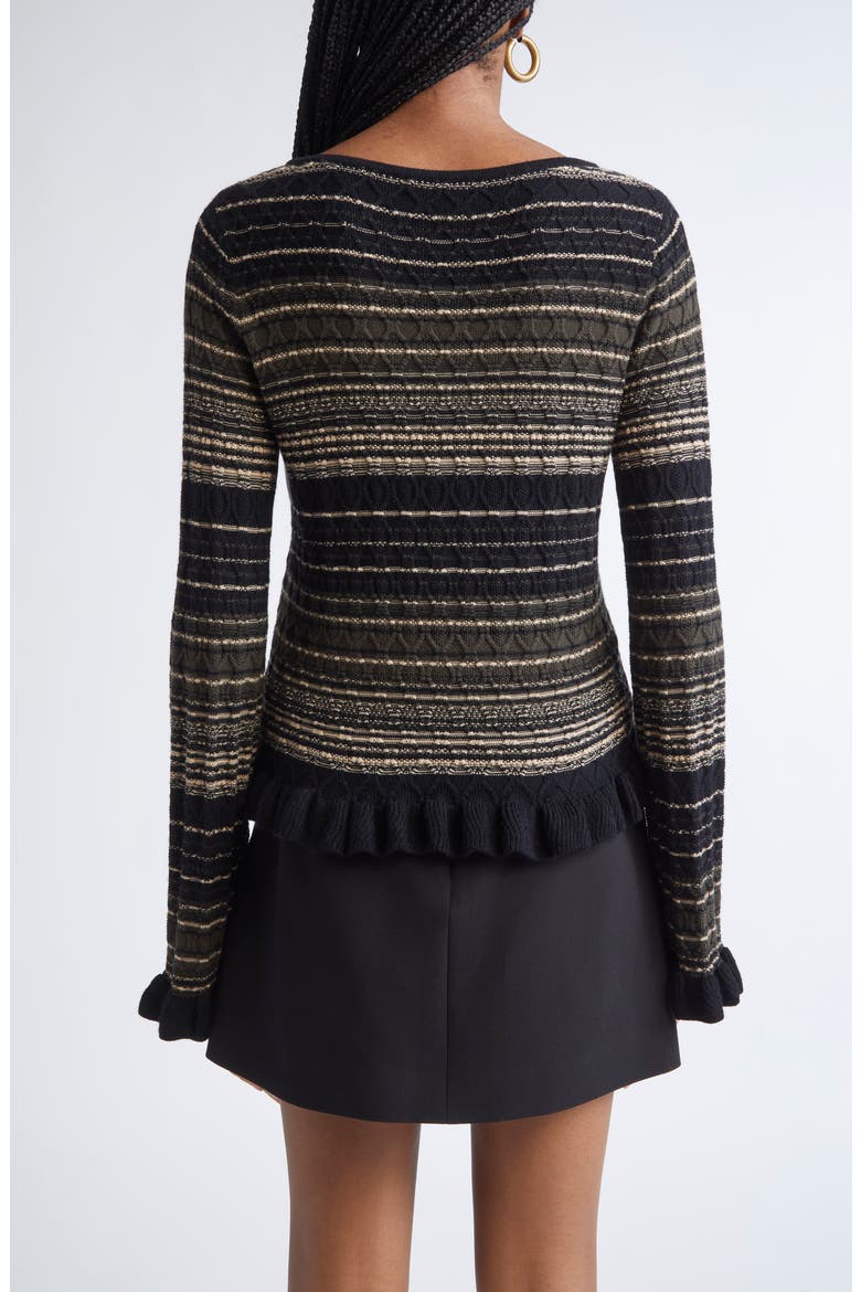 Melissa Texture Merino Wool Blend Knit Top, Alternate, color, DEEP OLIVE CABLE