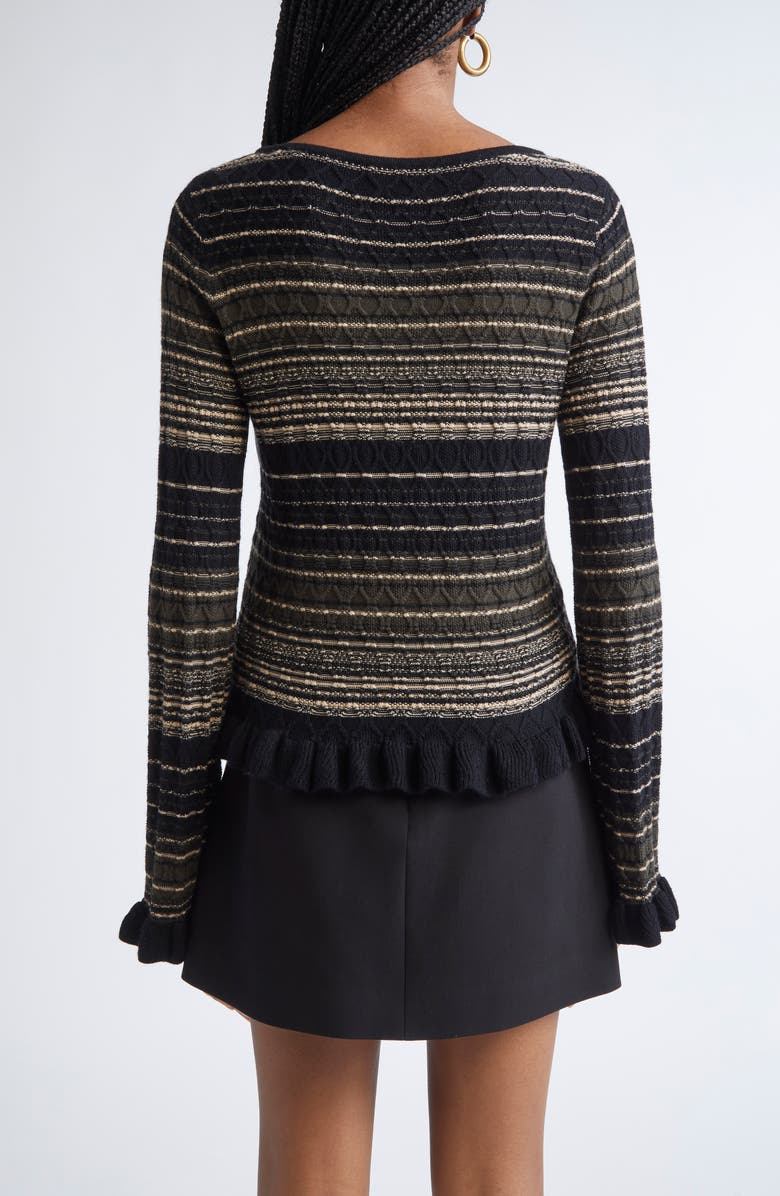 Ramy Brook Melissa Texture Merino Wool Blend Knit Top, Alternate, color, Deep Olive Cable