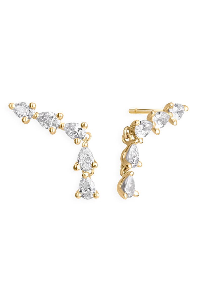 LANA 14K Gold Pear Diamond Ear Crawlers, Main, color, Yellow Gold
