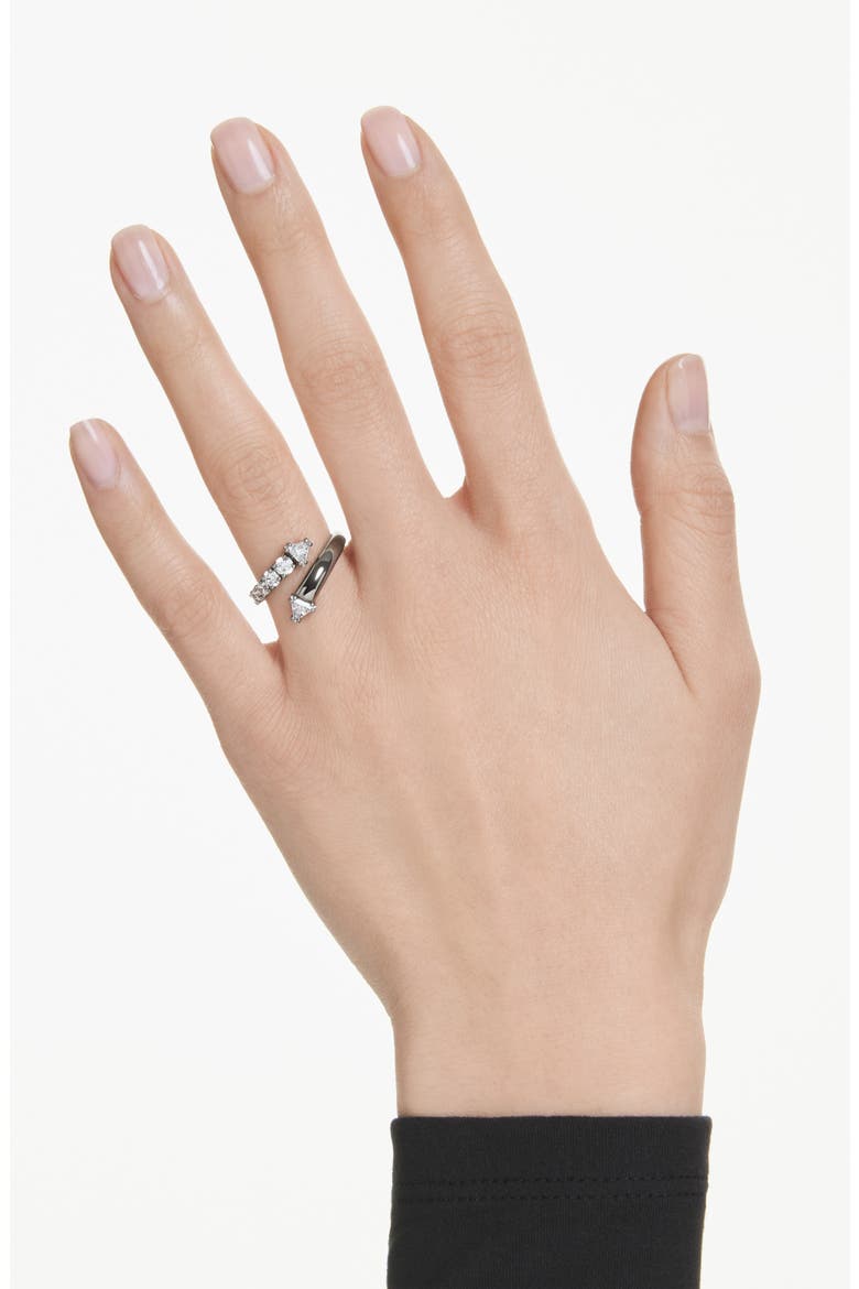 Sublima Crystal Bypass Ring, Alternate, color, BLACK/ SILVER