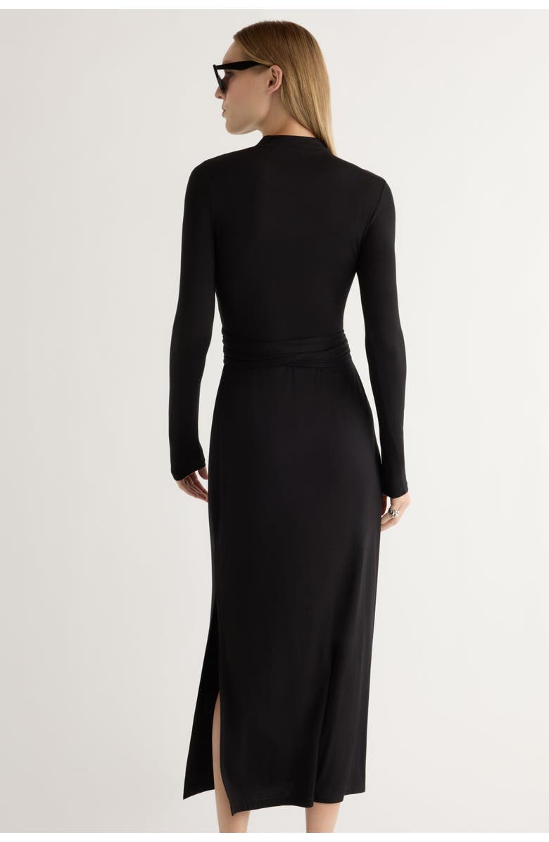Modern Citizen Vero Tie Front Long Sleeve Dress, Alternate, color, Black