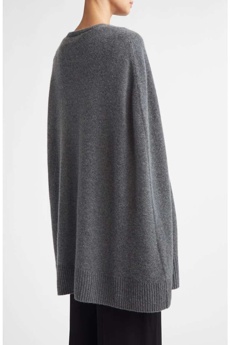 Cashmere Crewneck Cape Sweater, Alternate, color, DARK GREY MELANGE
