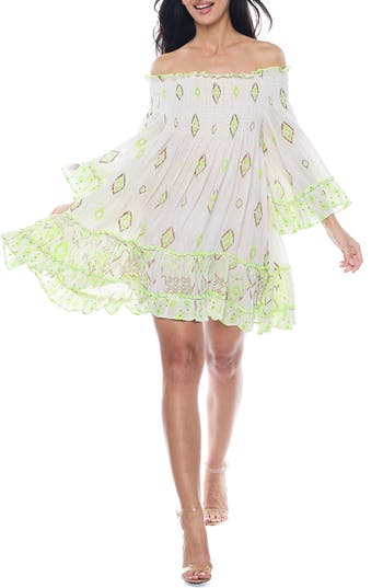 Shop Ranee's Ranees Off The Shoulder Minidress In Green