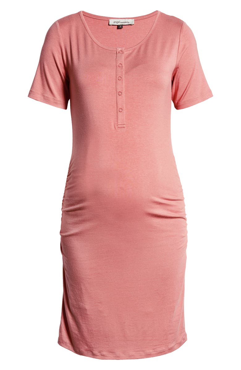 Angel Maternity Snap Front Body-Con Maternity Dress, Alternate, color, 