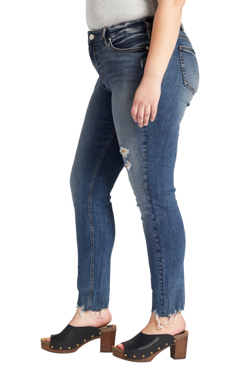 Silver Jeans Co. Suki Distressed Chew Hem Skinny Jeans, Alternate, color, 