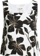 Open Edit Square Neck Sleeveless Linen Blend Top