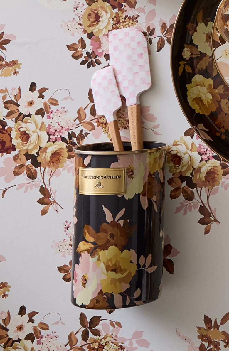 MACKENZIE CHILDS Wild Rose Utensil Holder, Alternate, color, Brown