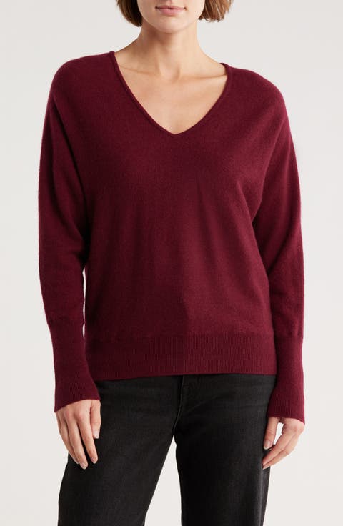 Cashmere V-Neck Dolman Sweater