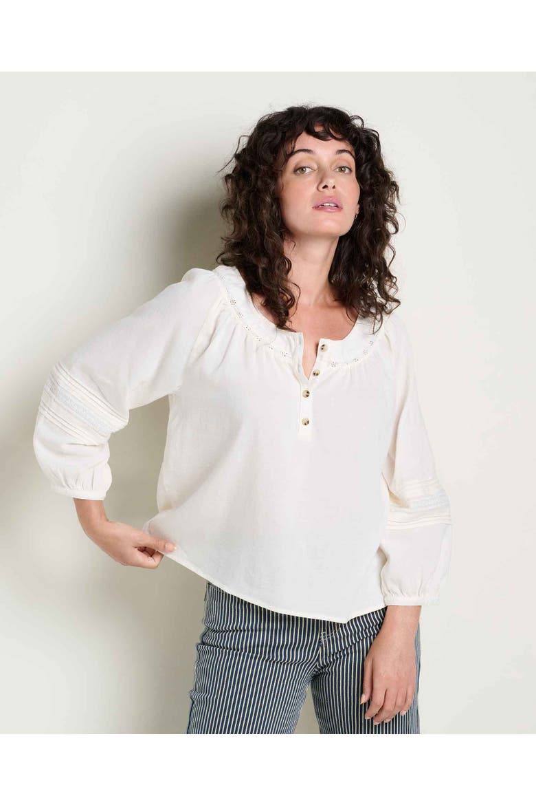 Manzana Long Sleeve Peasant Shirt, Main, color, Egret