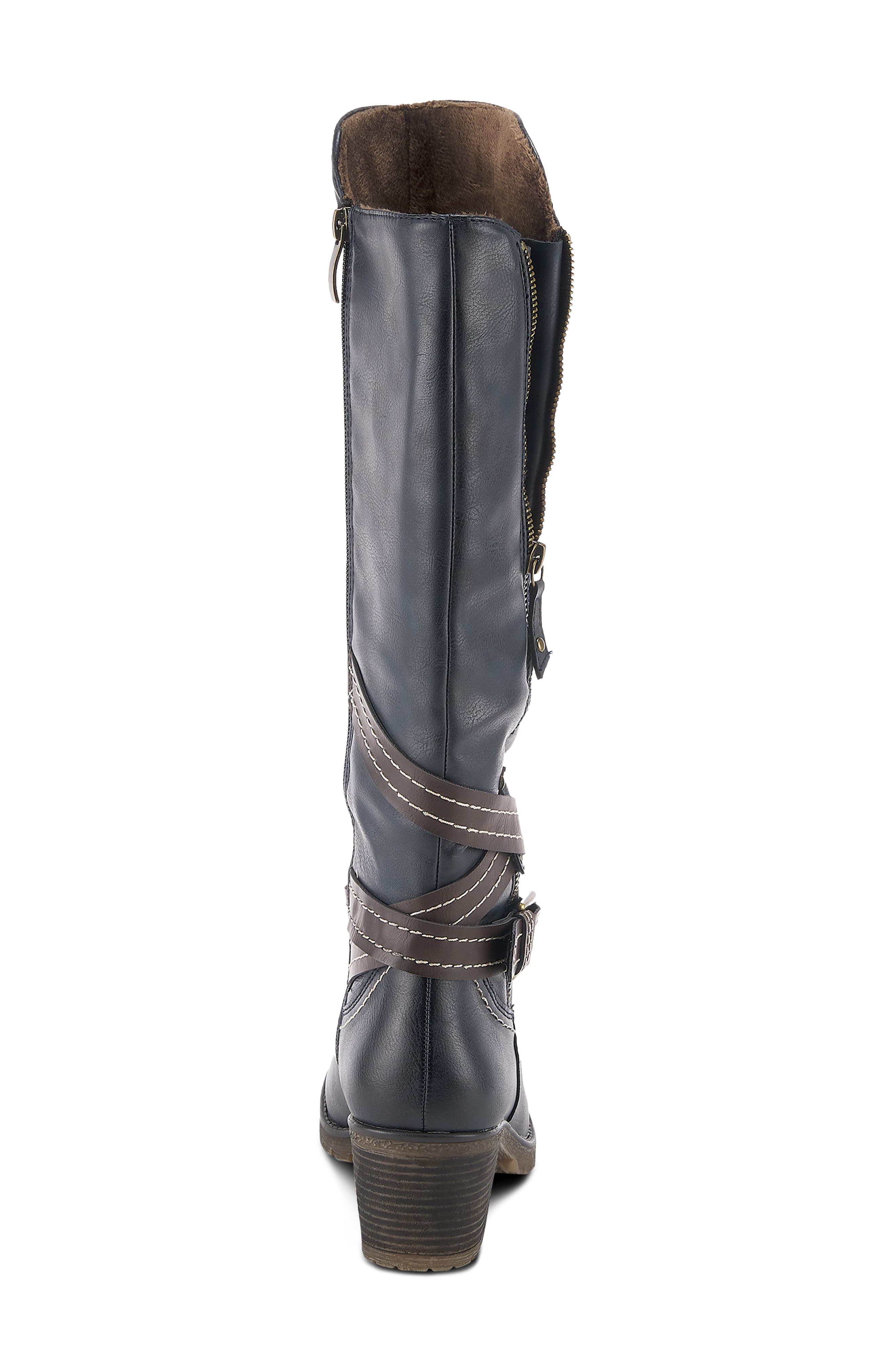 Spring Street Gemisola Water Resistant Faux Fur Lined Knee High Boot, Alternate, color, NAVY SYNTHETIC