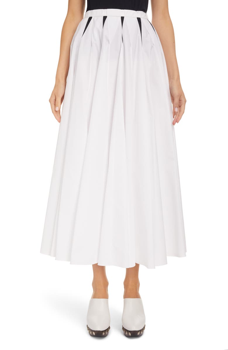 Alaïa Cutout Cotton Poplin Midi Skirt, Main, color, 