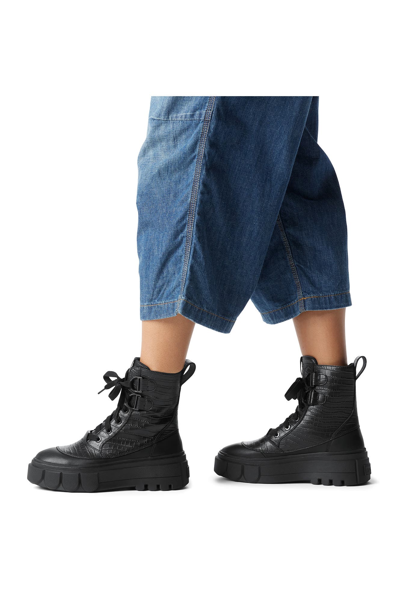 SOREL Caribou X Waterproof Leather Lace-Up Boot, Alternate, color, Black/ Black