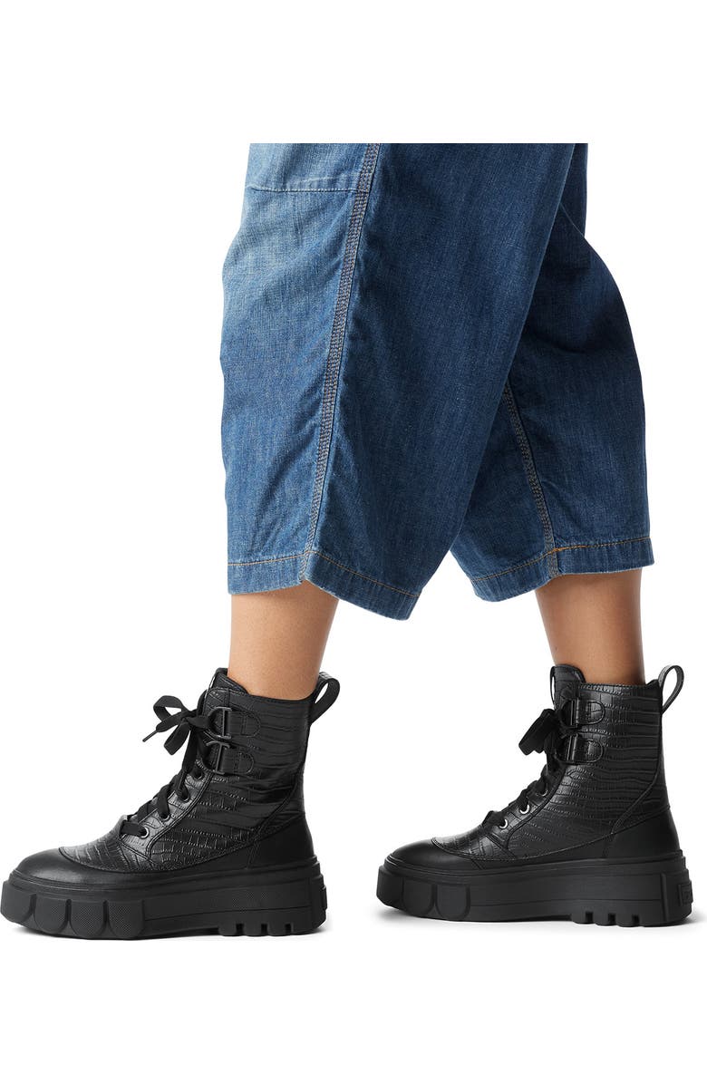 SOREL Caribou X Waterproof Leather Lace-Up Boot, Alternate, color, Black/ Black