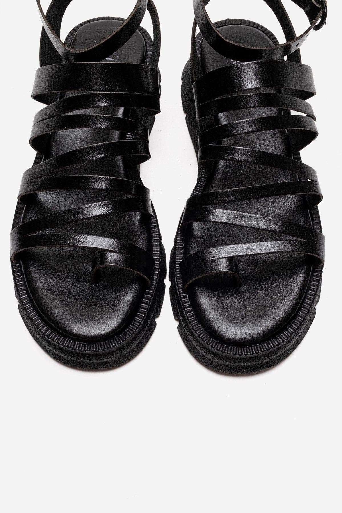 Forever & Always Shoes Pelsa Leather Multi Strap Sandal, Alternate, color, Black