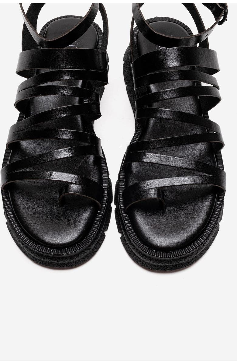 Forever & Always Shoes Pelsa Leather Multi Strap Sandal, Alternate, color, Black