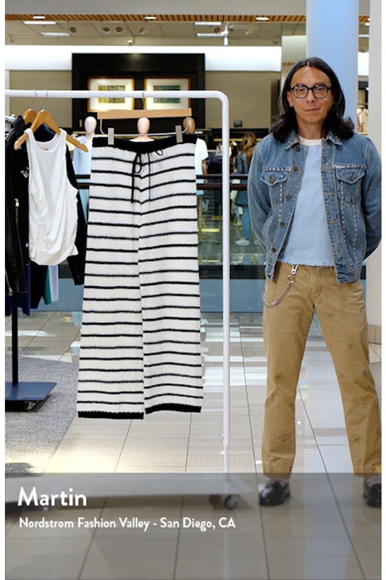 Stripe Open Stitch Knit Drawstring Pants video