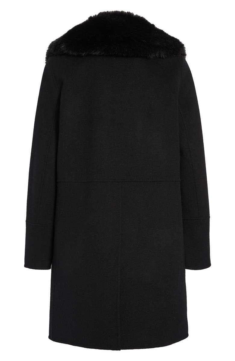 Kenneth Cole New York Double Face Wool Blend Coat with Removable Faux Fur Collar, Alternate, color,