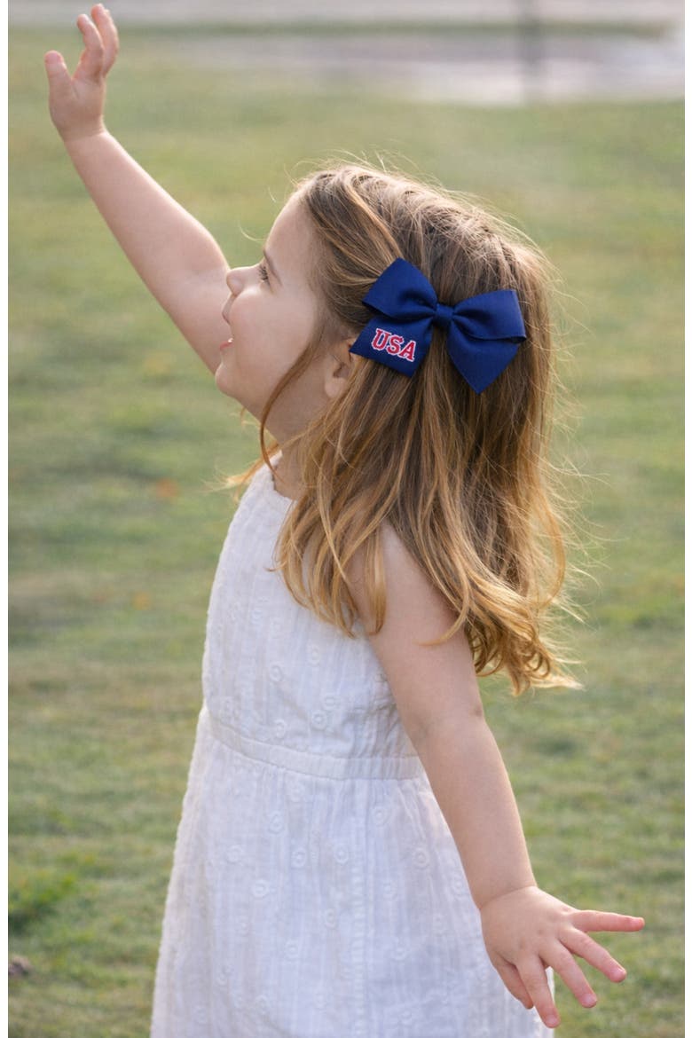 USA Hair Bow, Alternate, color, Navy Blue