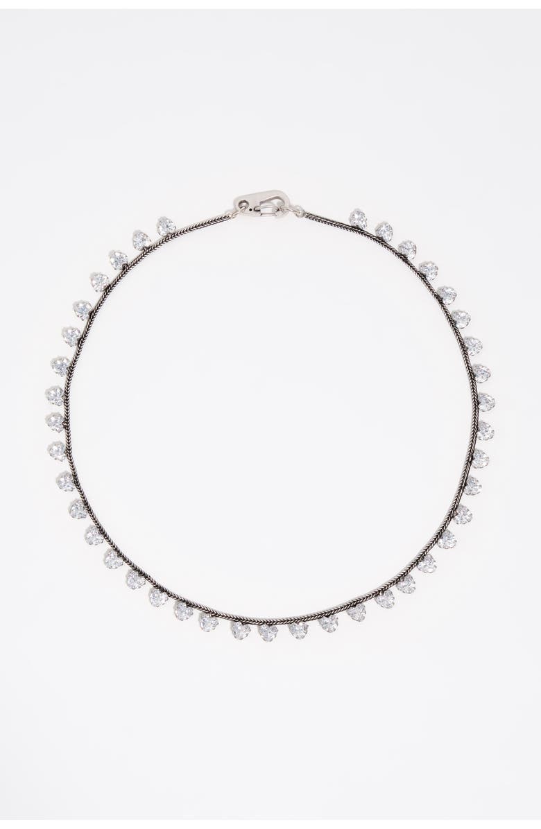 Bimba y Lola Aged Crystal Hearts Necklace, Main, color, Dark Silver