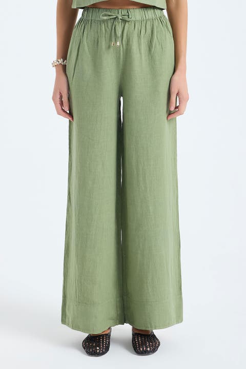 Ciel 100% Linen High-Waist Wide-Leg Pants