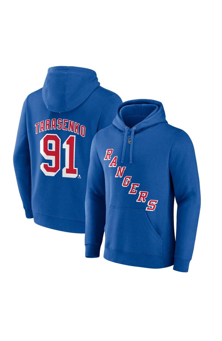 FANATICS Men's Fanatics Branded Vladimir Tarasenko Royal New York Rangers Authentic Stack Name & Number Pullover Hoodie, Main, color, 