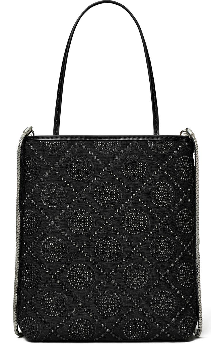 Tory Burch Key Item T Monogram Hotfix Embellished Top Handle Bag, Alternate, color, Black