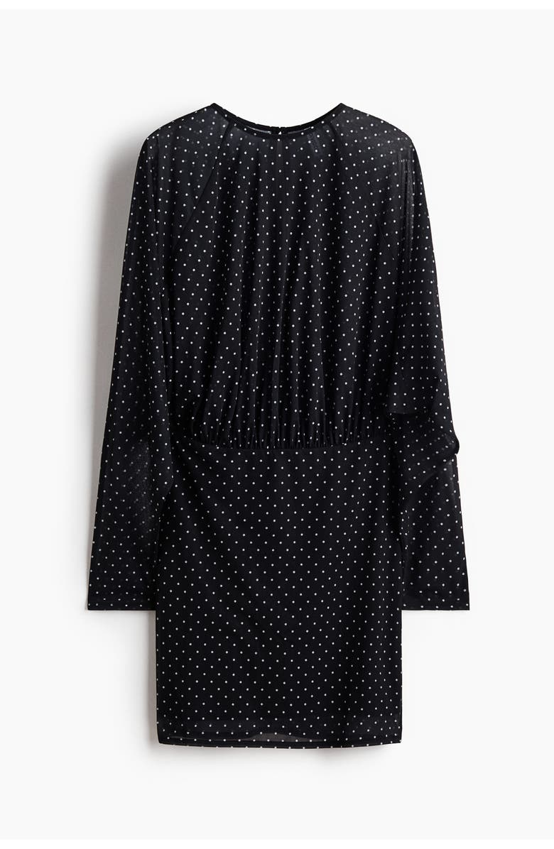 H&M Printed Mini Dress, Main, color, Black/Polka Dot