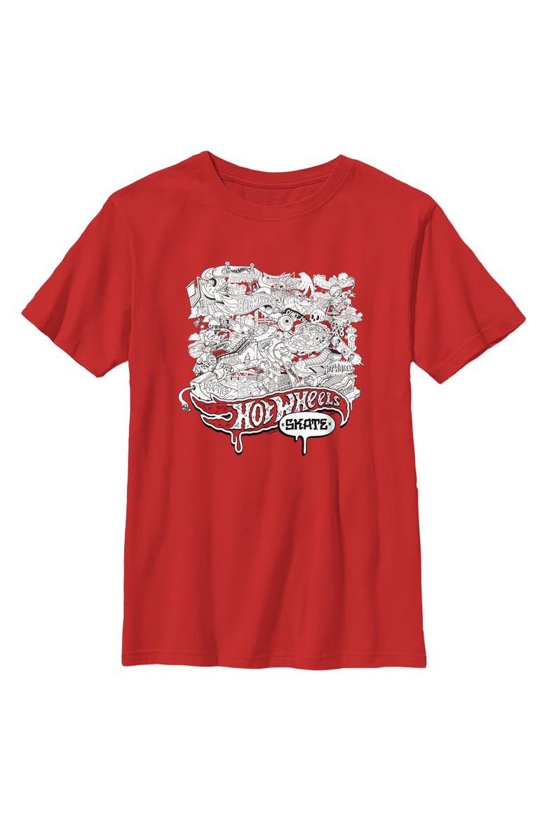 Boys Hot Wheels Skate Artistic Collage T Shirt, Main, color, Red