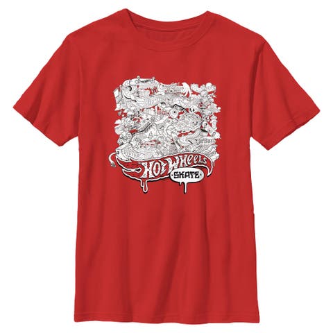 Boy's Hot Wheels Skate Artistic Collage  Graphic T-Shirt