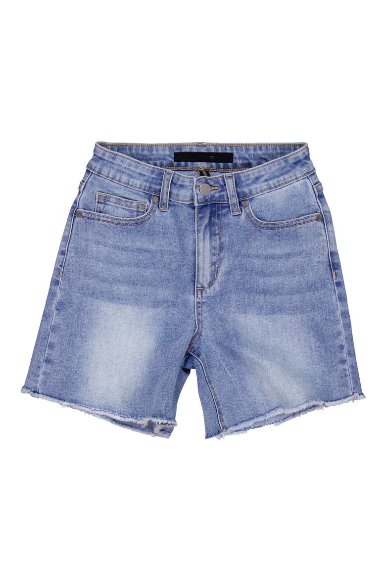 Kids' The Jessie Frayed High Waist Relaxed Denim Shorts, Main, color, MEDIUM WASH