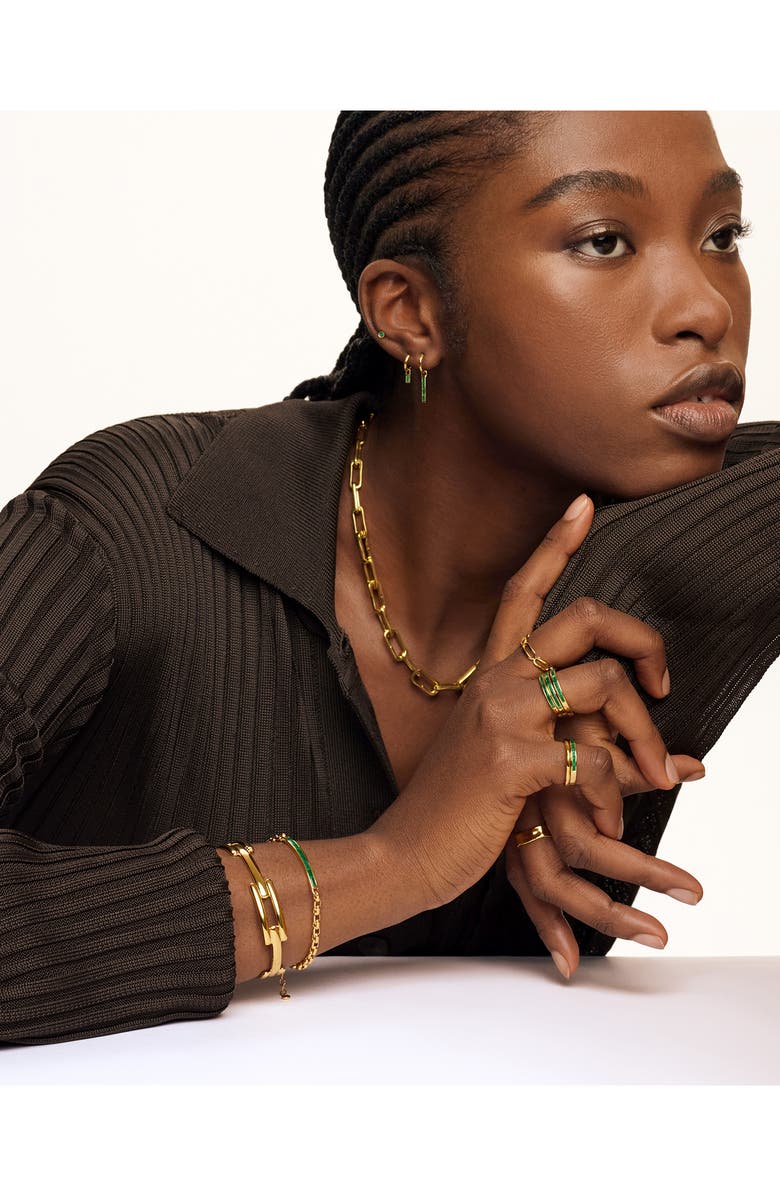 Monica Vinader Mini Baguette Chain Bracelet, Alternate, color, 18Ct Gold Vermeil / Green Onyx