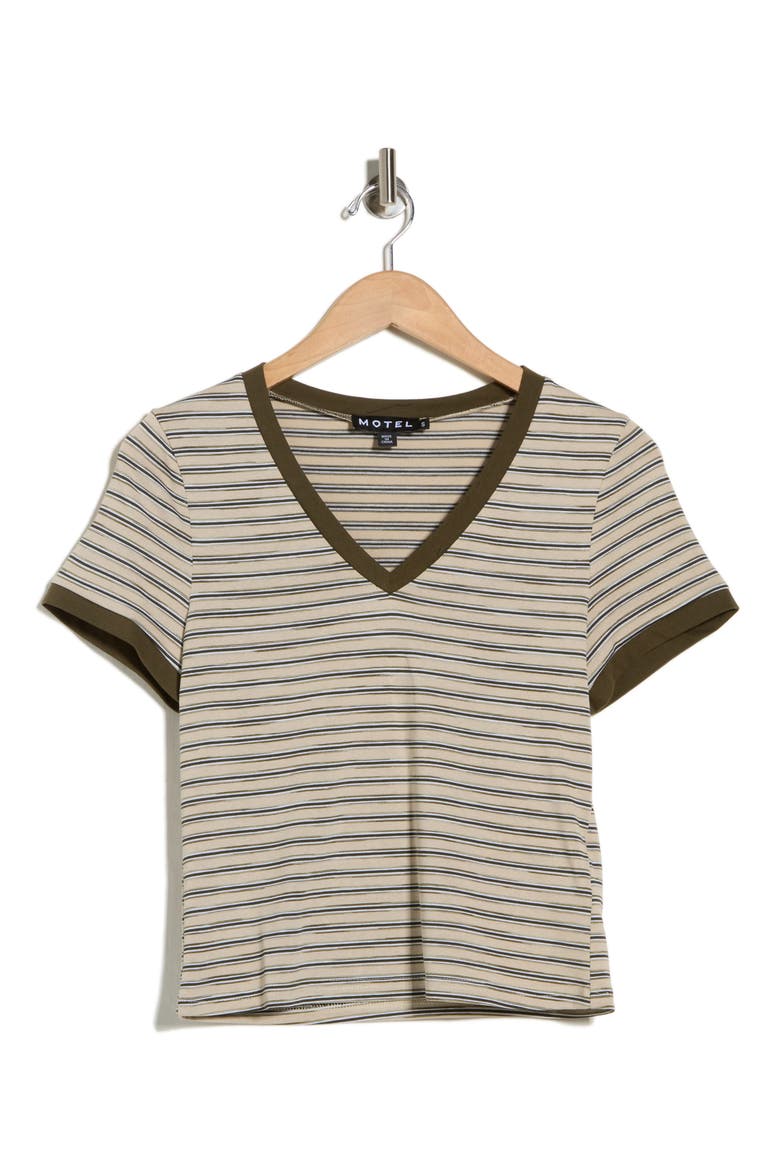 Stripe Short Sleeve Top, Alternate, color, TONAL BROWN
