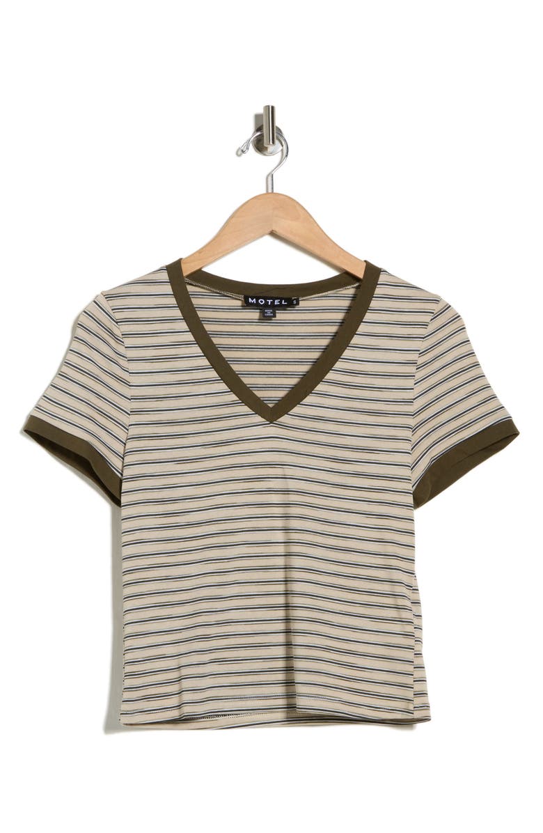 Motel Stripe Short Sleeve Top, Main, color, Tonal Brown