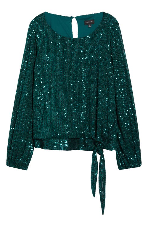 Tahari Asl Sequin Tie Hem Top In Green