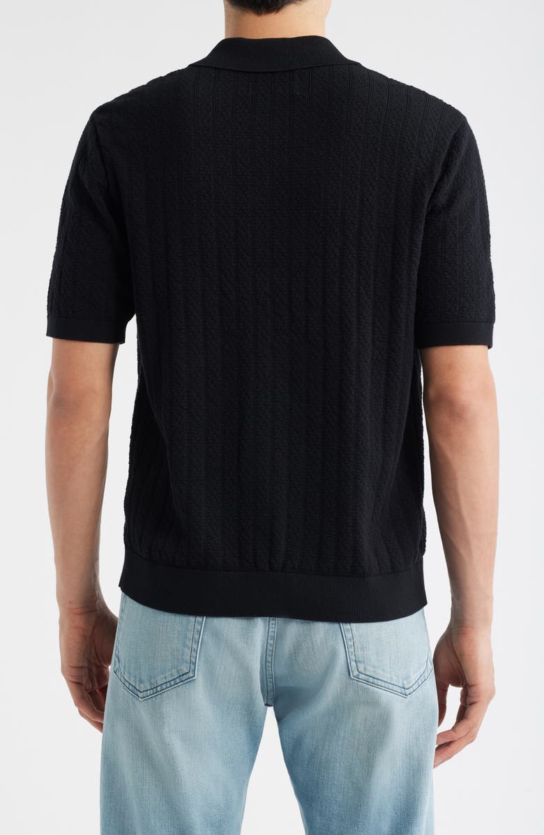 Wax London Tellaro Textured Wide Stripe Short Sleeve Cardigan, Alternate, color, Black