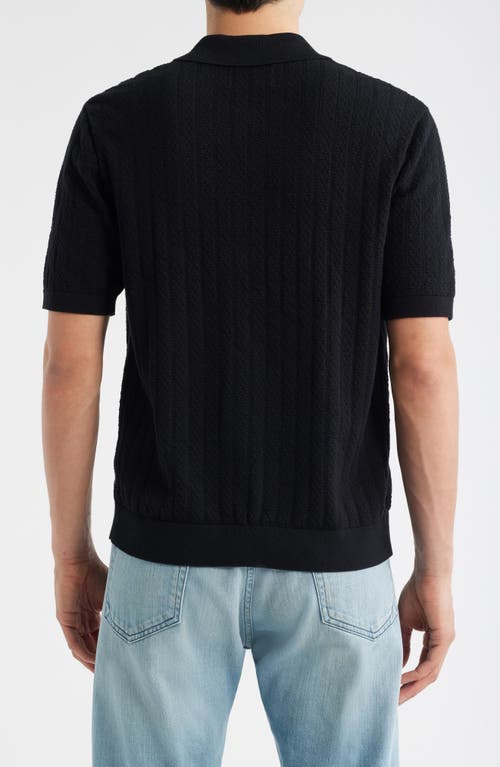 Wax London Tellaro Textured Wide Stripe Short Sleeve Cardigan In Black