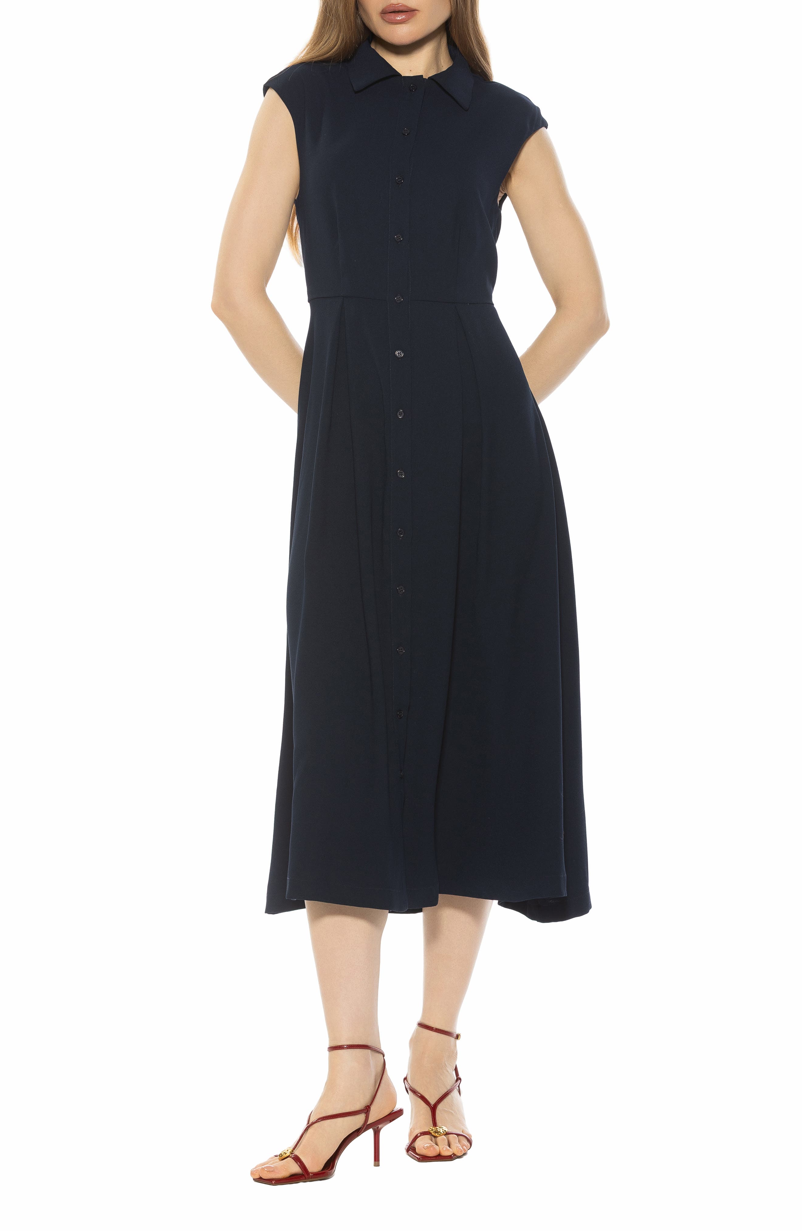 Alexia Admor Amoura Sleeveless Midi Shirtdress