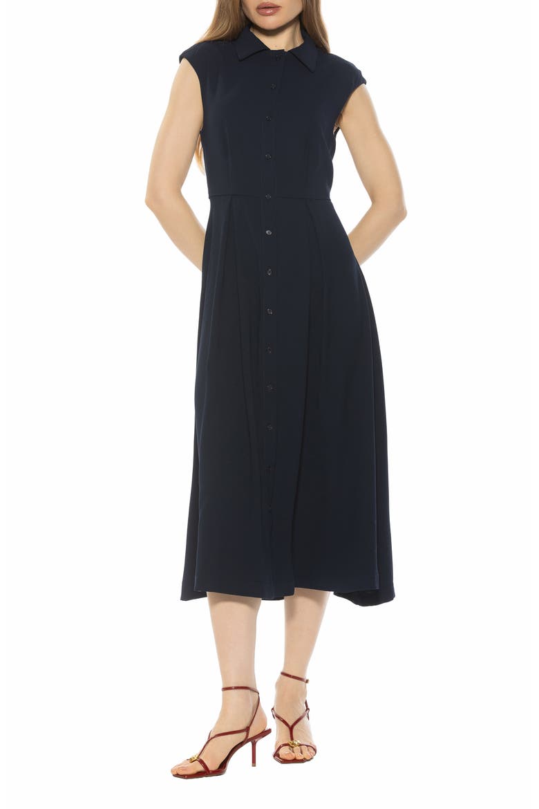 Amoura Sleeveless Midi Shirtdress, Main, color, NAVY