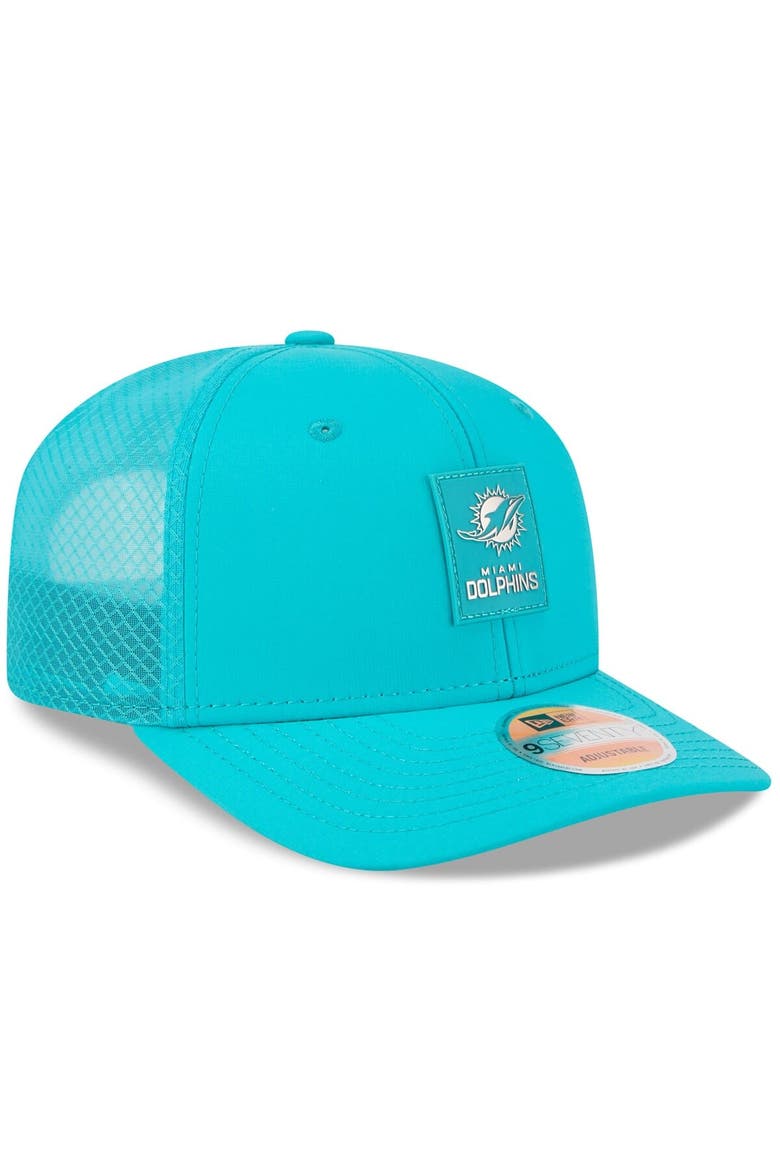 Men's New Era Aqua Miami Dolphins 2025 Sideline  9SEVENTY Trucker Adjustable Hat, Alternate, color, Aqua