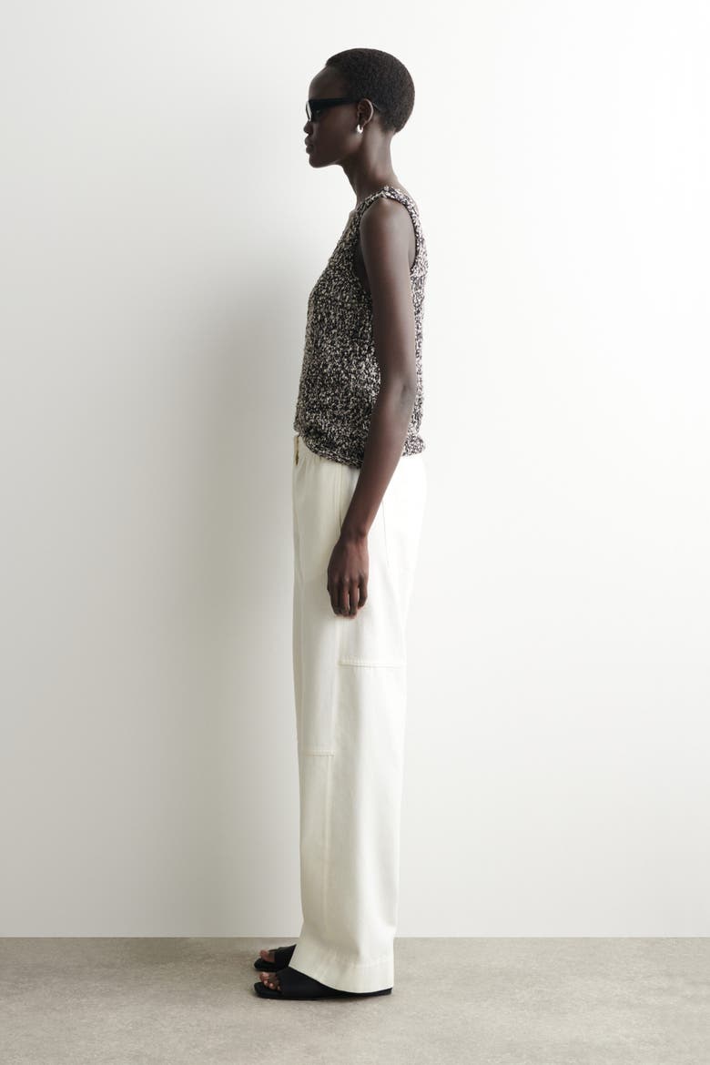Paneled Denim Wide-leg Pants, Alternate, color, WHITE