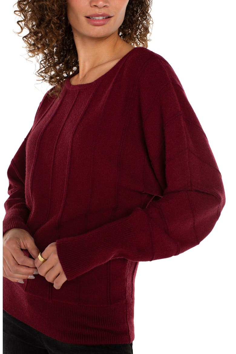 Links Stitch Batwing Sleeve Sweater, Alternate, color, DK PINOT NOIR