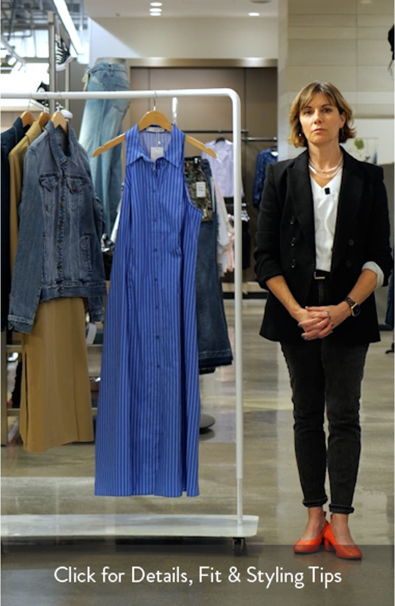 Stripe Sleeveless Midi Shirtdress, sales video thumbnail