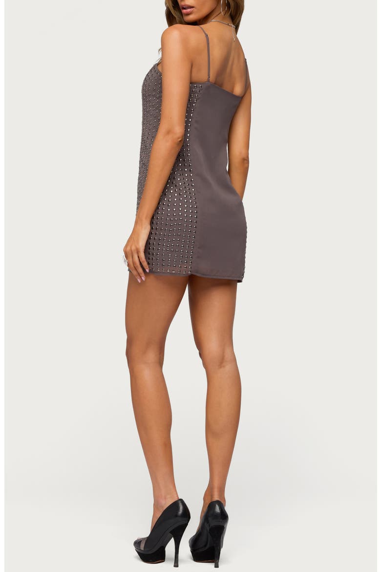 Ione Studded Fringe Minidress, Alternate, color, GRAY