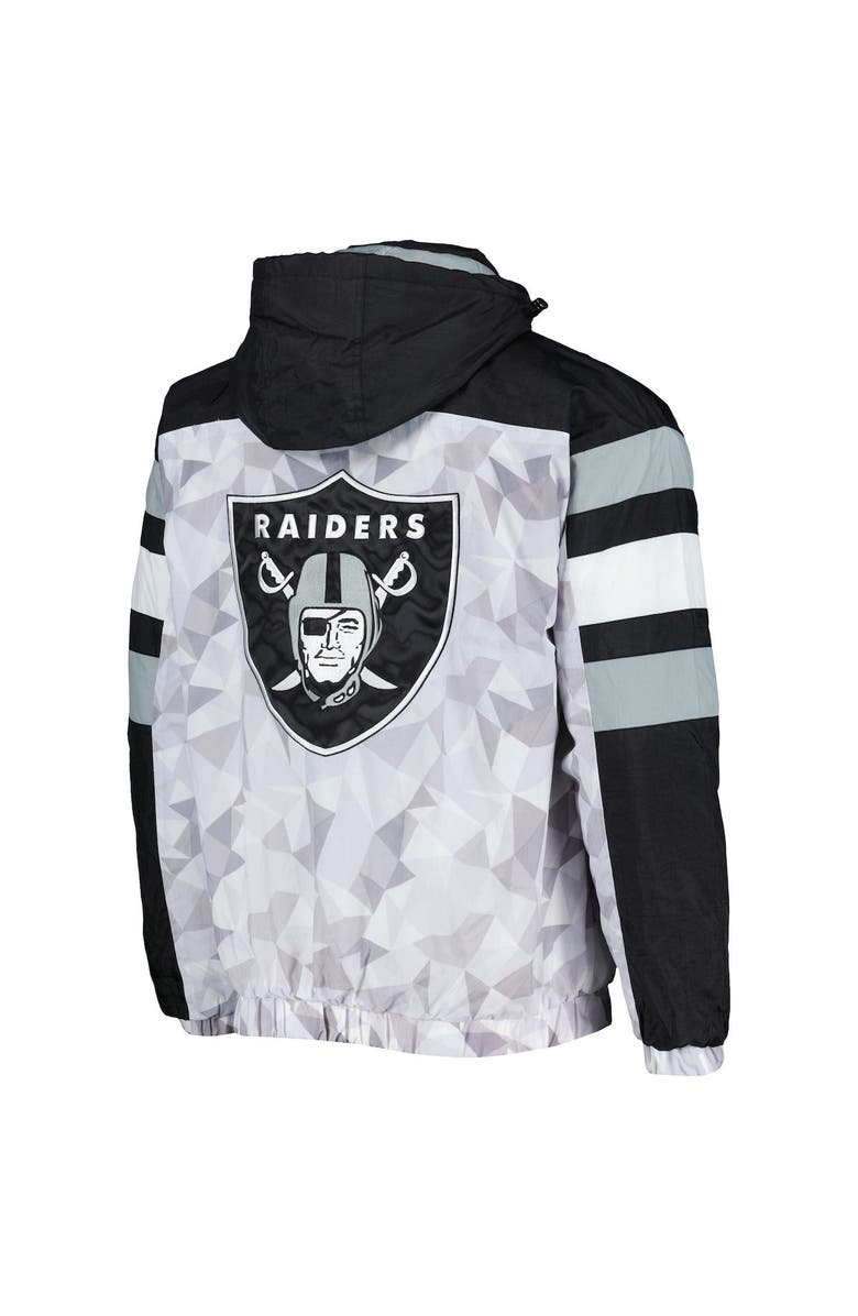 STARTER Men's Starter White/Black Las Vegas Raiders Thursday Night Gridiron Raglan Half-Zip Hooded Jacket, Alternate, color, White