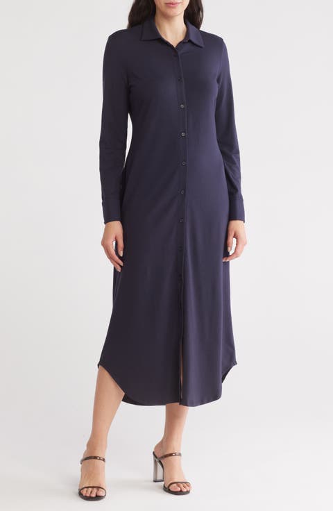 Button Front Knit Shirtdress