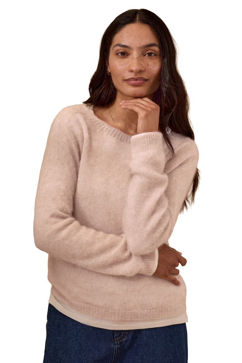 Gauzy Boat Knit Sweater, Alternate, color, Peony