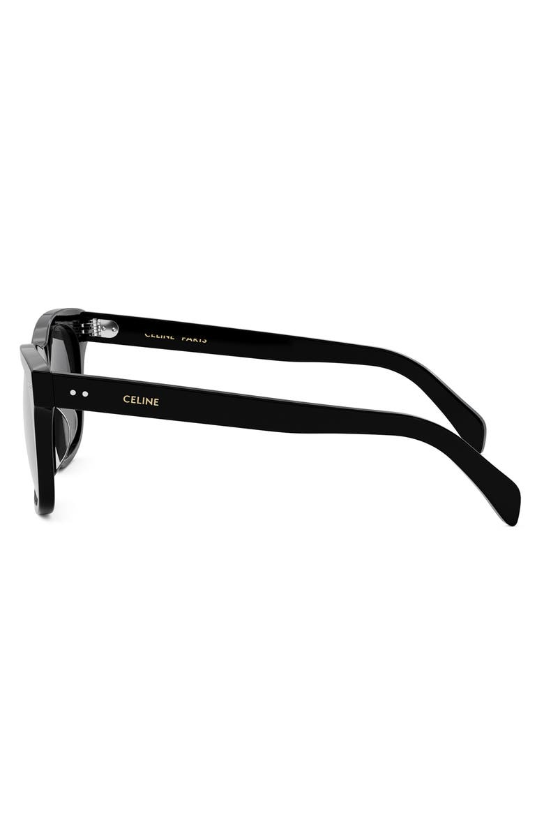 CELINE Triomphe 54mm Square Sunglasses, Alternate, color, Shiny Black / Smoke