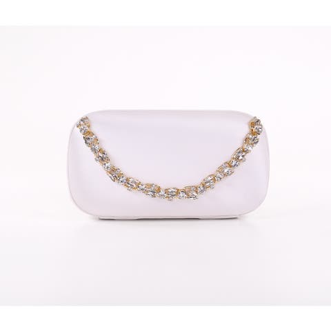 Celestine Satin Minaudiere with Crystal Necklace Handslip