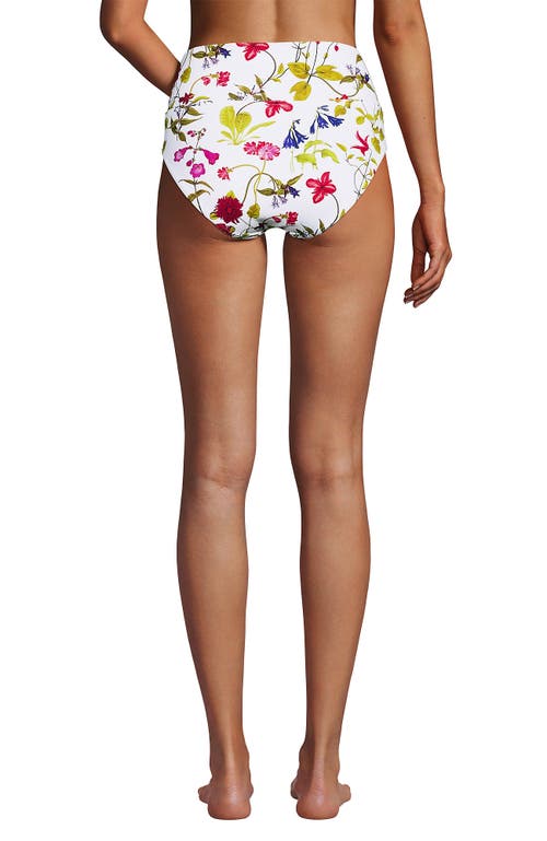 Lands' End Chlorine Resistant Pinchless High Waisted Bikini Bottoms In White Multi Garden Floral