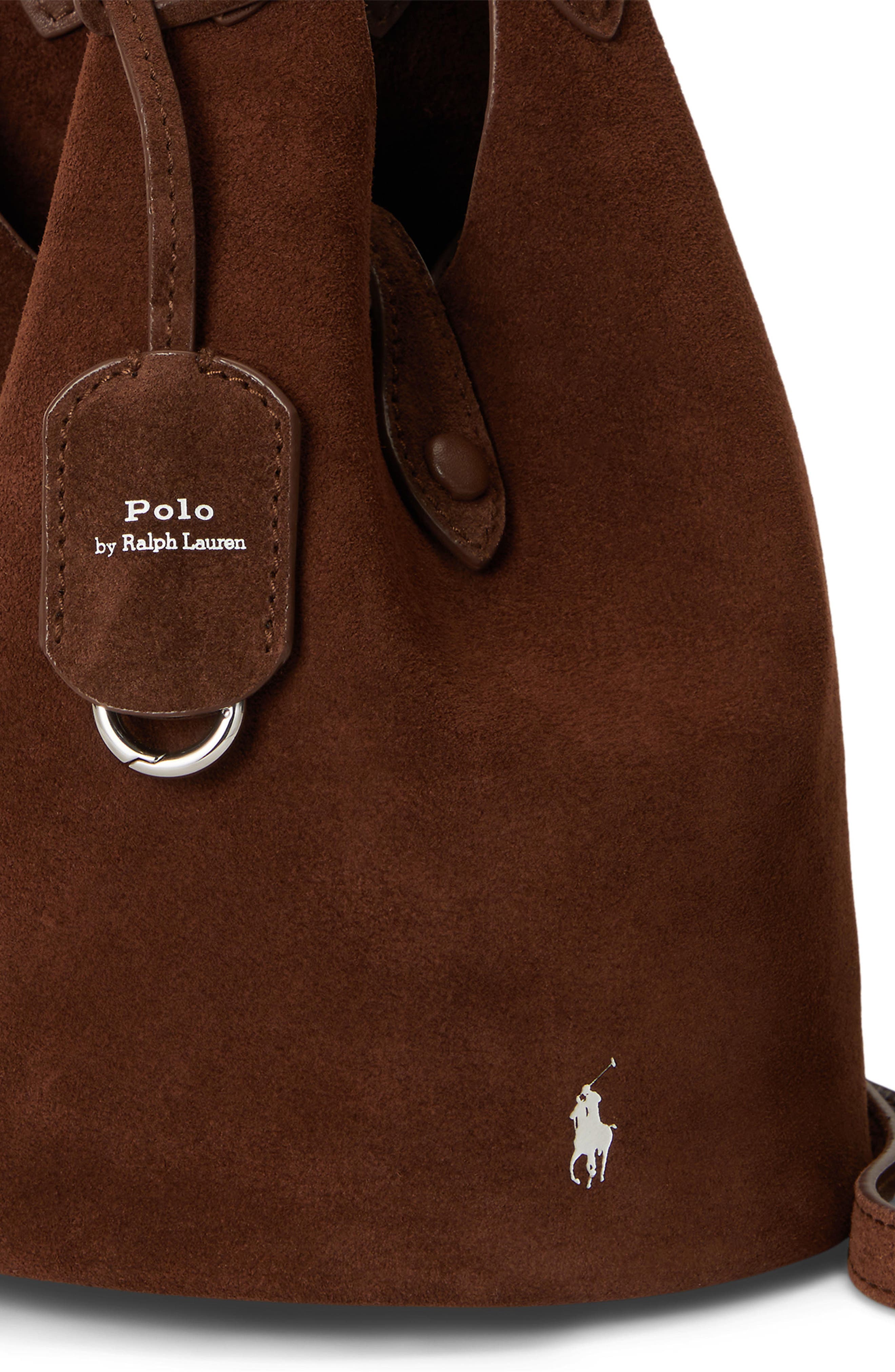 Polo Play Small Suede Tote, Alternate, color, BROWN